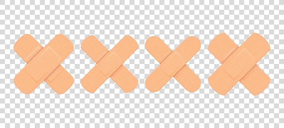 Vector 3d Realistic Medical Patch Icon Set Closeup Isolated on Transparent Stock Illustration
