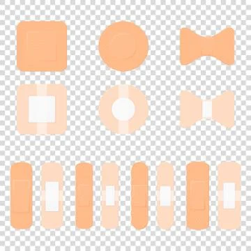 Vector 3d Realistic Medical Patch Icon Set Closeup Isolated on Transparent Stock Illustration