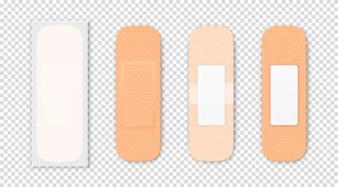 Vector 3d Realistic Medical Patch Icon Set Closeup Isolated on Transparent Stock Illustration