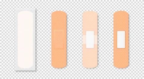 Vector 3d Realistic Medical Patch Icon Set Closeup Isolated on Transparent Stock Illustration