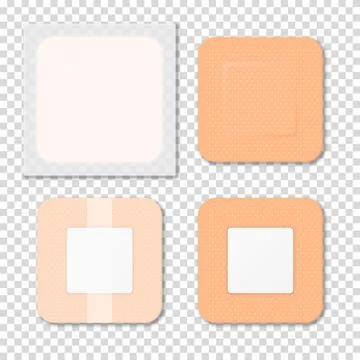 Vector 3d Realistic Medical Patch Icon Set Closeup Isolated on Transparent Stock Illustration