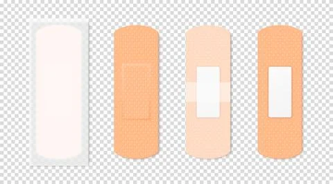 Vector 3d Realistic Medical Patch Icon Set Closeup Isolated on Transparent Stock Illustration