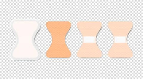 Vector 3d Realistic Medical Patch Icon Set Closeup Isolated on Transparent Illustrazione stock