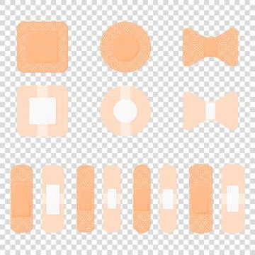 Vector 3d Realistic Medical Patch Icon Set Closeup Isolated on Transparent Stock Illustration