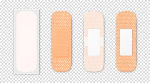 Vector 3d Realistic Medical Patch Icon Set Closeup Isolated on Transparent Illustrazione stock