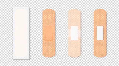 Vector 3d Realistic Medical Patch Icon Set Closeup Isolated on Transparent Stock Illustration