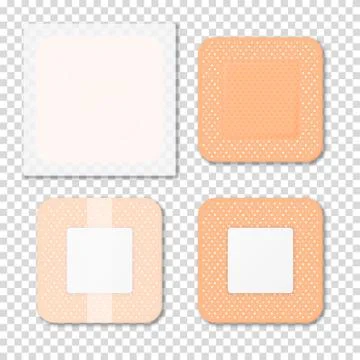 Vector 3d Realistic Medical Patch Icon Set Closeup Isolated on Transparent Stock Illustration