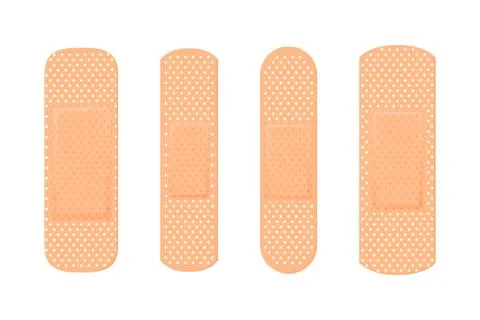 Vector 3d Realistic Medical Patch Icon Set Closeup Isolated on White Background Stock Illustration