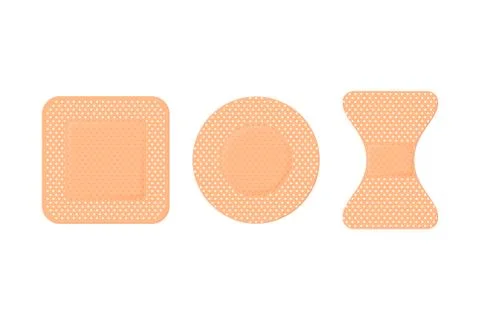 Vector 3d Realistic Medical Patch Icon Set Closeup Isolated on White Background Stock Illustration