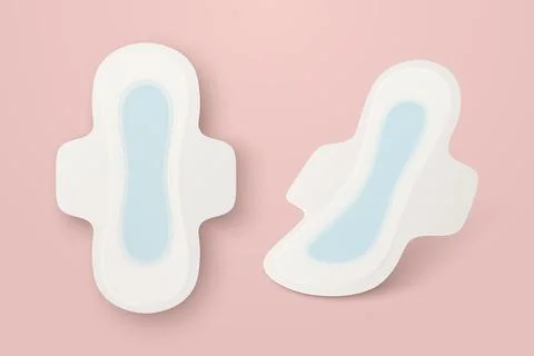 Vector 3d Realistic Menstrual Hygiene Products - Sanitary Pad Icon Set Closeup Illustrazione stock