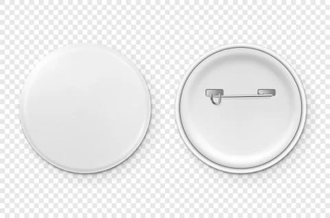 Vector 3d Realistic Metal or Plastic Blank Button Badge Icon Set Closeup 스톡 일러스트