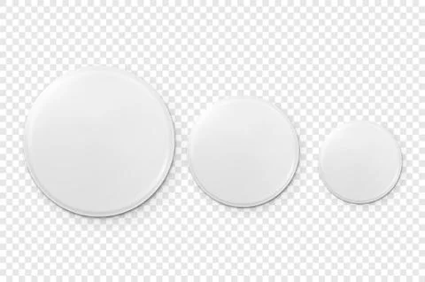 Vector 3d Realistic Metal or Plastic Blank Button Badge Icon Set Closeup 스톡 일러스트