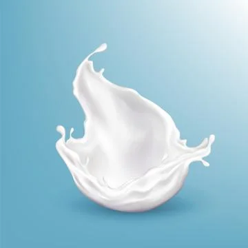 Vector 3d realistic milk splashing, blue background Stock Illustration