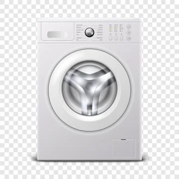 Vector 3d Realistic Modern White Steel Washing Machine Icon Closeup Isolated on Stock-Illustration