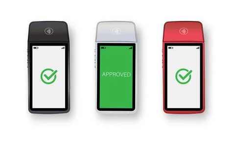 Vector 3D Realistic NFC Payment Terminal. Credit Card. Payment Machine. Template Stock Illustration