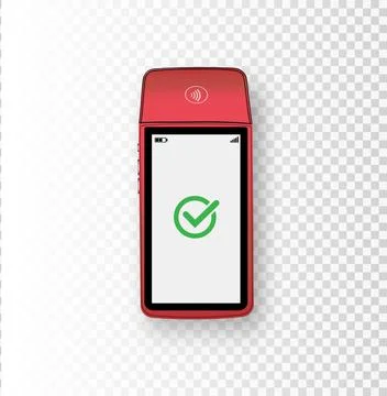 Vector 3D Realistic NFC Payment Terminal. Credit Card. Payment Machine. Template Stock Illustration