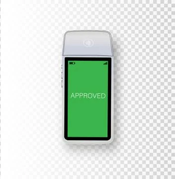 Vector 3D Realistic NFC Payment Terminal. Credit Card. Payment Machine. Template Stock Illustration