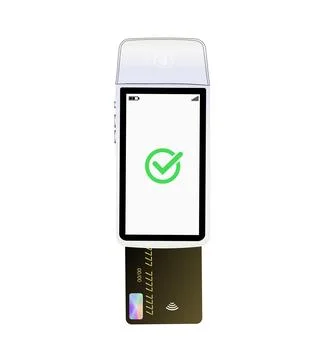 Vector 3D Realistic NFC Payment Terminal. Credit Card. Payment Machine. Template Stock Illustration