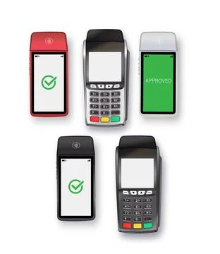 Vector 3D Realistic NFC Payment Terminal. Credit Card. Payment Machine. Template Stock Illustration
