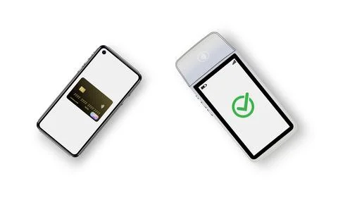 Vector 3D Realistic NFC Payment Terminal. Credit Card. Payment Machine. Template Stock Illustration