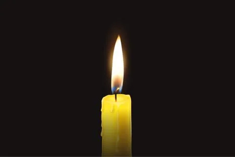 Vector 3d Realistic One Single Rendwer Orange Paraffin or Wax Burning Candle Stock Illustration