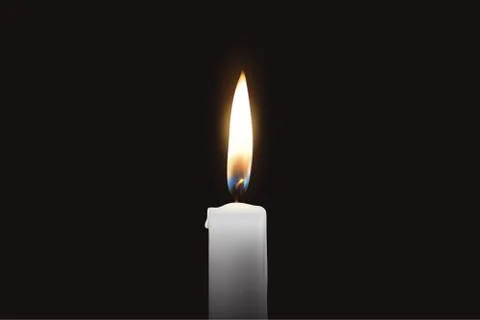 Vector 3d Realistic One Single Rendwer White Paraffin or Wax Burning Candle Stock Illustration