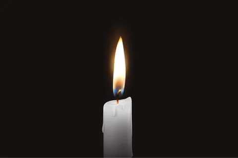 Vector 3d Realistic One Single Rendwer White Paraffin or Wax Burning Candle Stock Illustration
