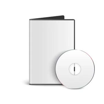 Vector 3d Realistic Opened CD, DVD with Plastic Cover Box Set Closeup Isolated Stock Illustration