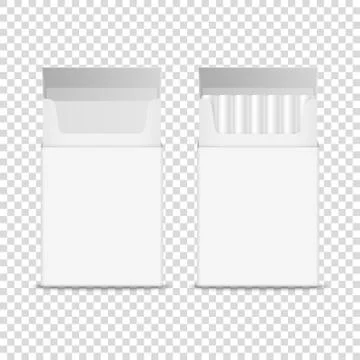 Vector 3d Realistic Opened Clear Blank Empty and with Cigarettes Pack Box Icon Stock Illustration