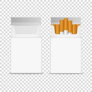 Vector 3d Realistic Opened Clear Blank Empty and with Cigarettes Pack Box Icon Stock Illustration