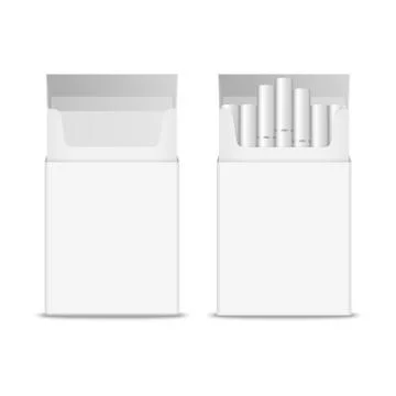 Vector 3d Realistic Opened Clear Blank Empty and with Cigarettes Pack Box Icon Stock Illustration