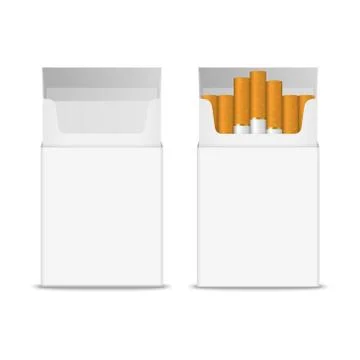 Vector 3d Realistic Opened Clear Blank Empty and with Cigarettes Pack Box Icon Stock Illustration