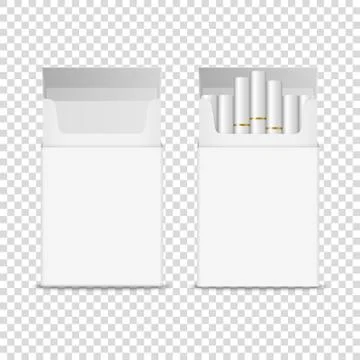 Vector 3d Realistic Opened Clear Blank Empty and with Cigarettes Pack Box Icon Stock Illustration