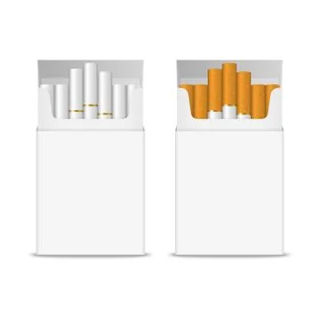 Vector 3d Realistic Opened Clear Blank Cigarette Pack Box Icon Set Closeup Stock Illustration