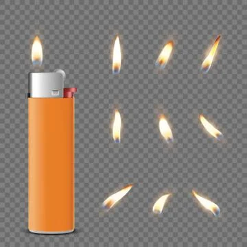 Vector 3d Realistic Orange Blank Cigarette Lighter Icon Closeup Isolated on Illustrazione stock