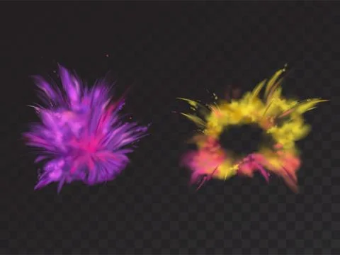 Vector 3d realistic paint powder explosion, Holi festival 스톡 일러스트