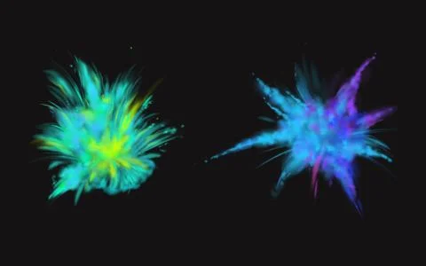 Vector 3d realistic paint powder explosion, Holi festival Stock Illustration