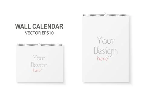 Vector 3d Realistic Paper Wall Spiral Calendar Set. A4, A5. Design Template of Stock Illustration