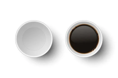 Vector 3d Realistic Paper White Disposable Empty and with Coffee Cup Set Stockillustratie