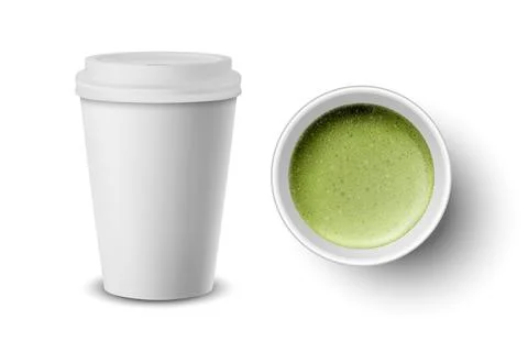 Vector 3d Realistic Paper White Disposable Cup with Lid Set Isolated on White Stockillustratie