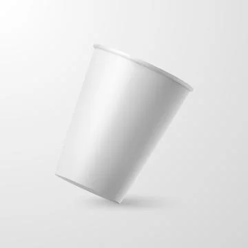 Vector 3d Realistic Paper White Disposable Falling Coffee or Tea Cup Closeup イラスト素材