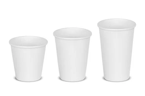 Vector 3d Realistic Paper White Disposable Blank Empty Tea, Coffee Cup Set Stockillustratie