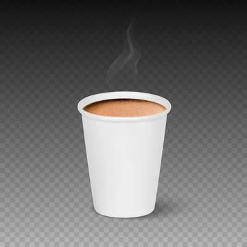 Vector 3d Realistic Paper White Disposable Cup Isolated with Hot Milk Coffee Stockillustratie