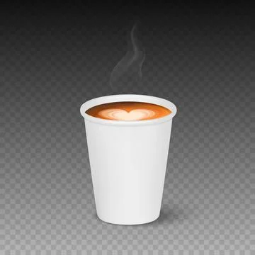 Vector 3d Realistic Paper White Disposable Cup Isolated with Hot Milk Coffee Stock Illustration