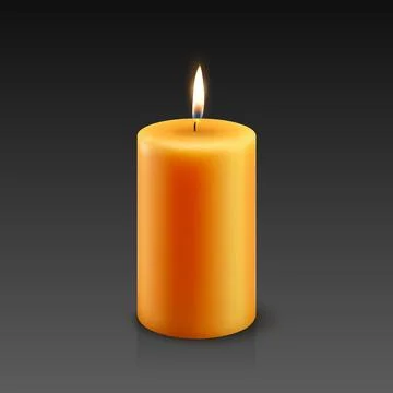 Vector 3D Realistic Paraffin Wax Burning Party Spa Candle and Burning Flame Stock Illustration