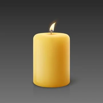 Vector 3D Realistic Paraffin Wax Burning Party Spa Candle and Burning Flame イラスト素材