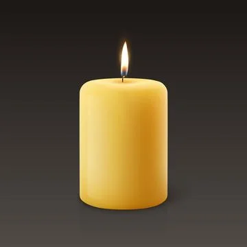 Vector 3D Realistic Paraffin Wax Burning Party Spa Candle and Burning Flame Stock Illustration