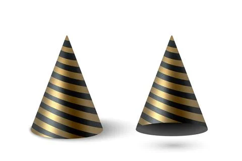 Vector 3d Realistic Party Hat Set. Glossy Celebration Party Hat for Birthday Stock Illustration