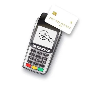 Vector 3d Realistic Payment Machine. POS Terminal Credit Card Isolated. Bank Stock Illustration