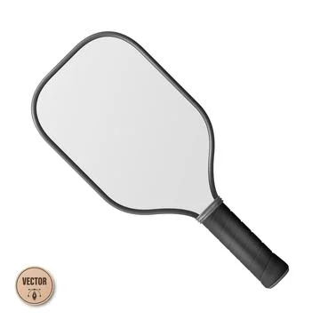 Vector 3d Realistic Pickleball Paddle Set. Black and White Blank Pickleball.. Stock Illustration